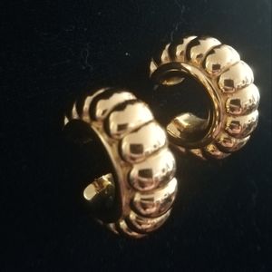 Gold Pierced Earrings by Monet